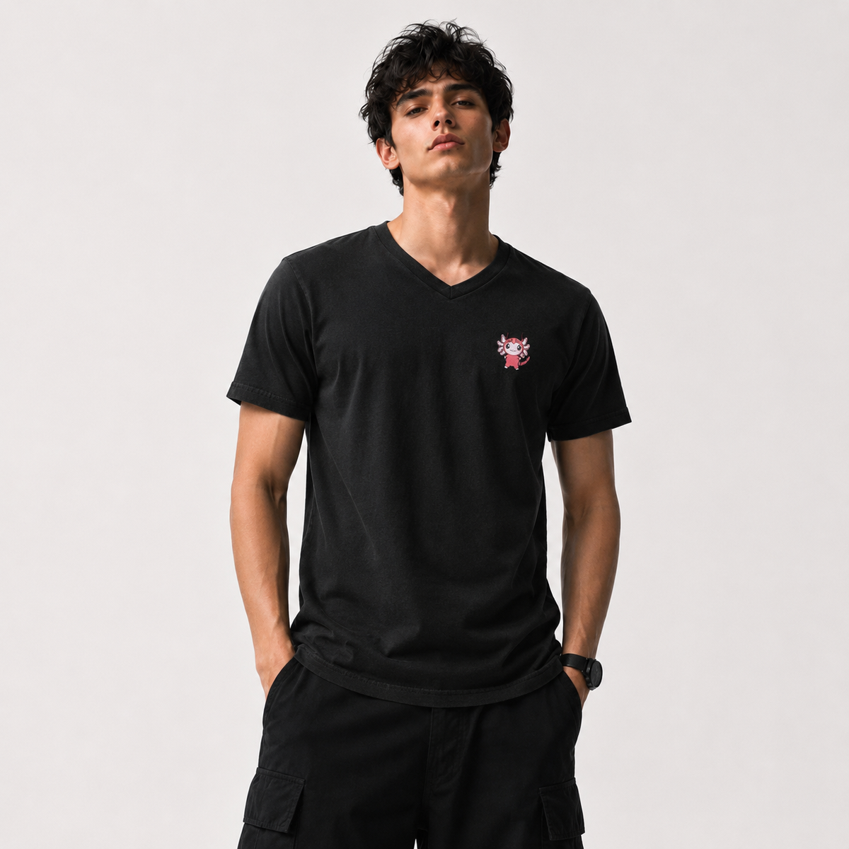 Playera Cuello V Axoloteria El Camaron Ajolote Adulto
