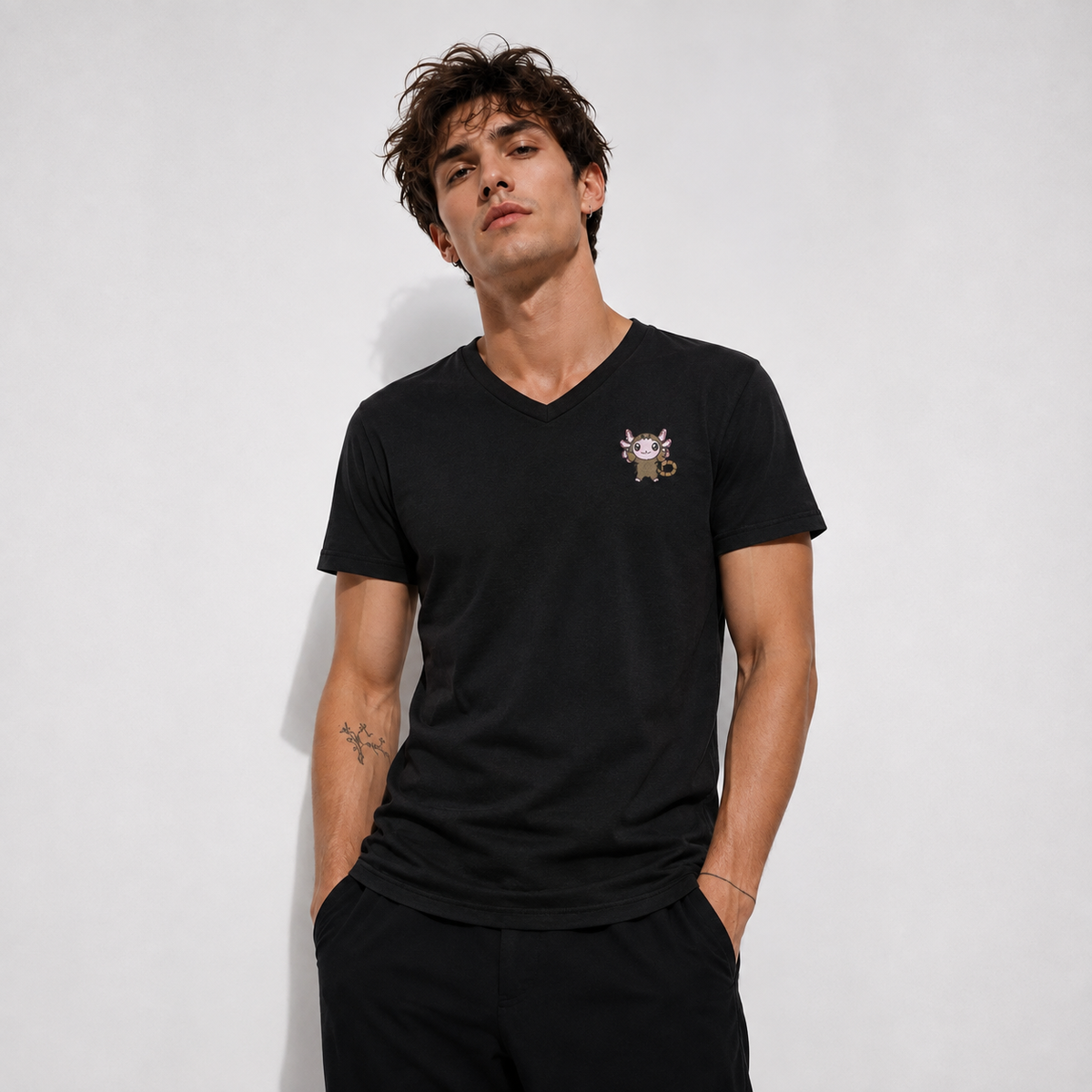 Playera Cuello V Axoloteria El Alacran Ajolote Adulto