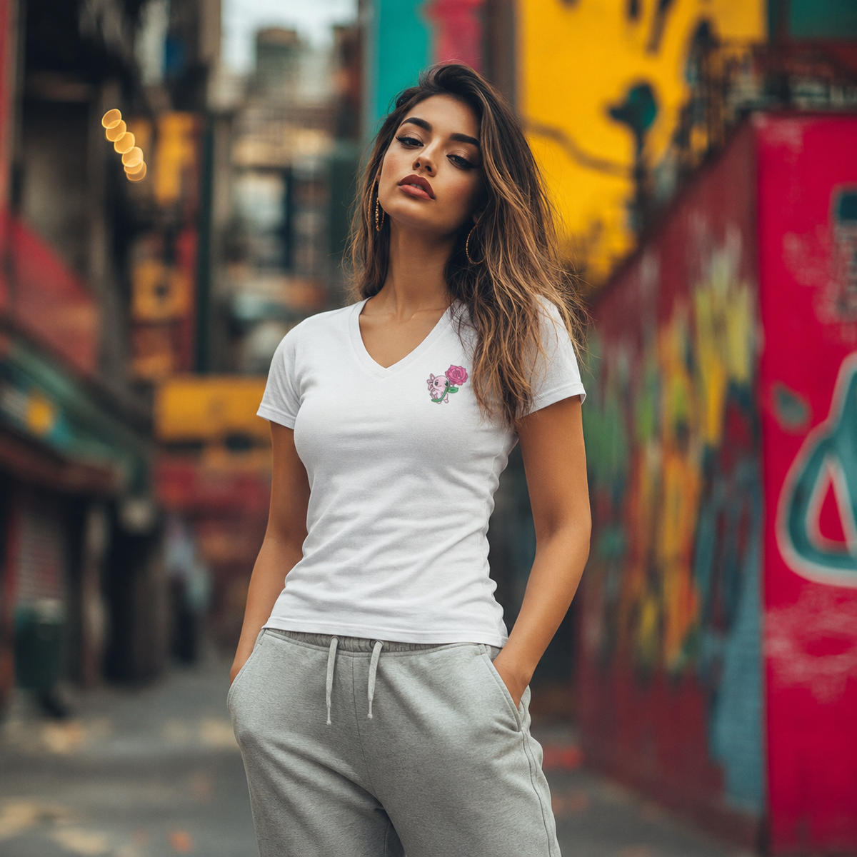 Playera Cuello V Axoloteria La Rosa Ajolote Adulto