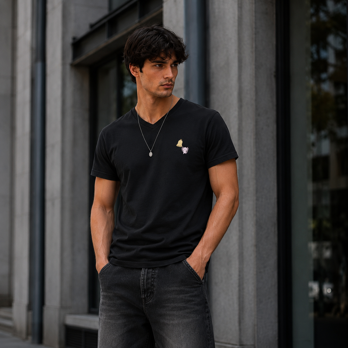 Playera Cuello V Axoloteria La Campana Ajolote Adulto
