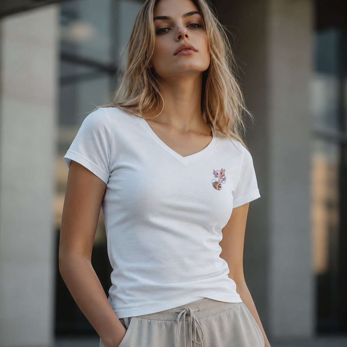 Playera Cuello V Axoloteria El Balero Ajolote Adulto