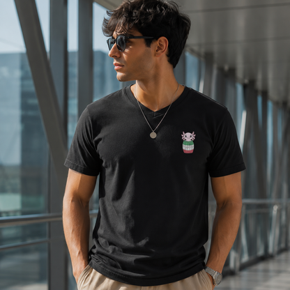 Playera Cuello V Axoloteria El Barril Ajolote Adulto