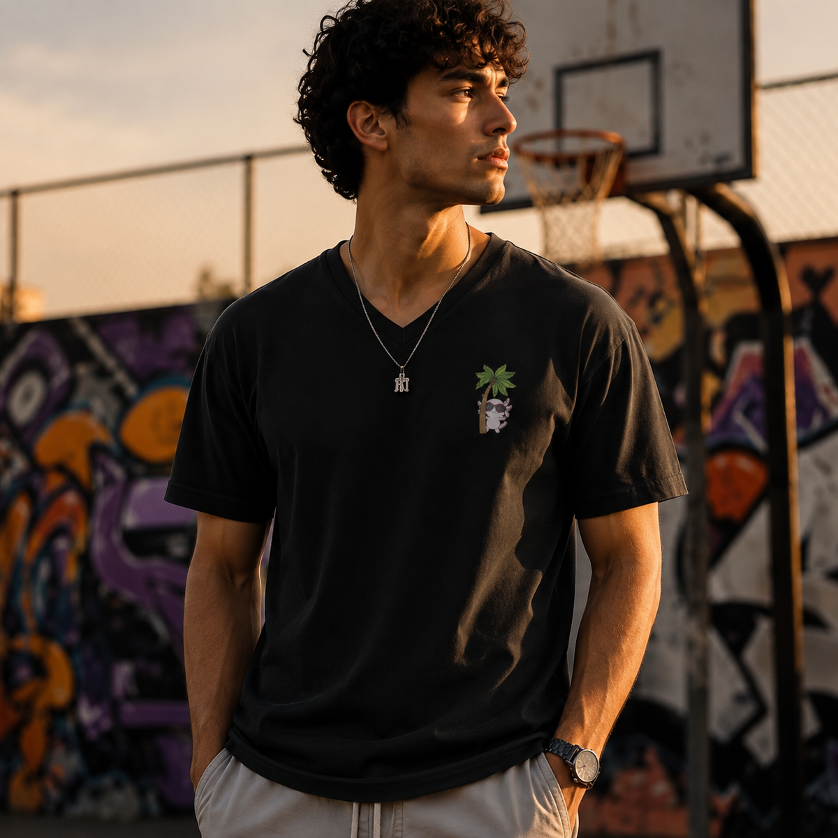 Playera Cuello V Axoloteria La Palma Ajolote Adulto