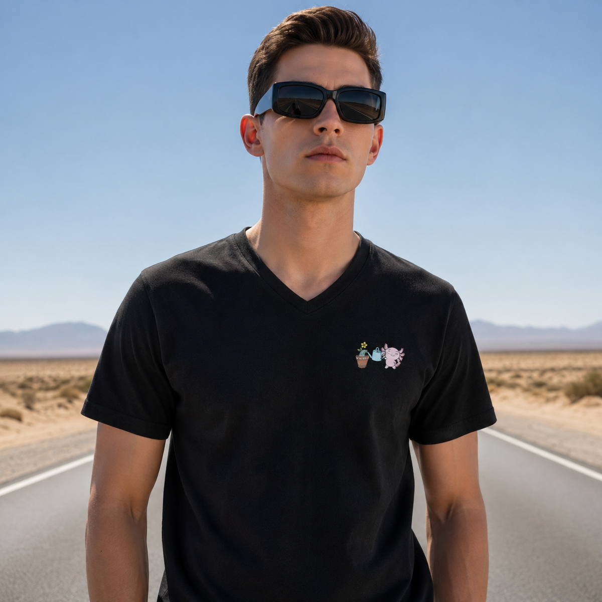 Playera Cuello V Axoloteria La Maceta Ajolote Adulto