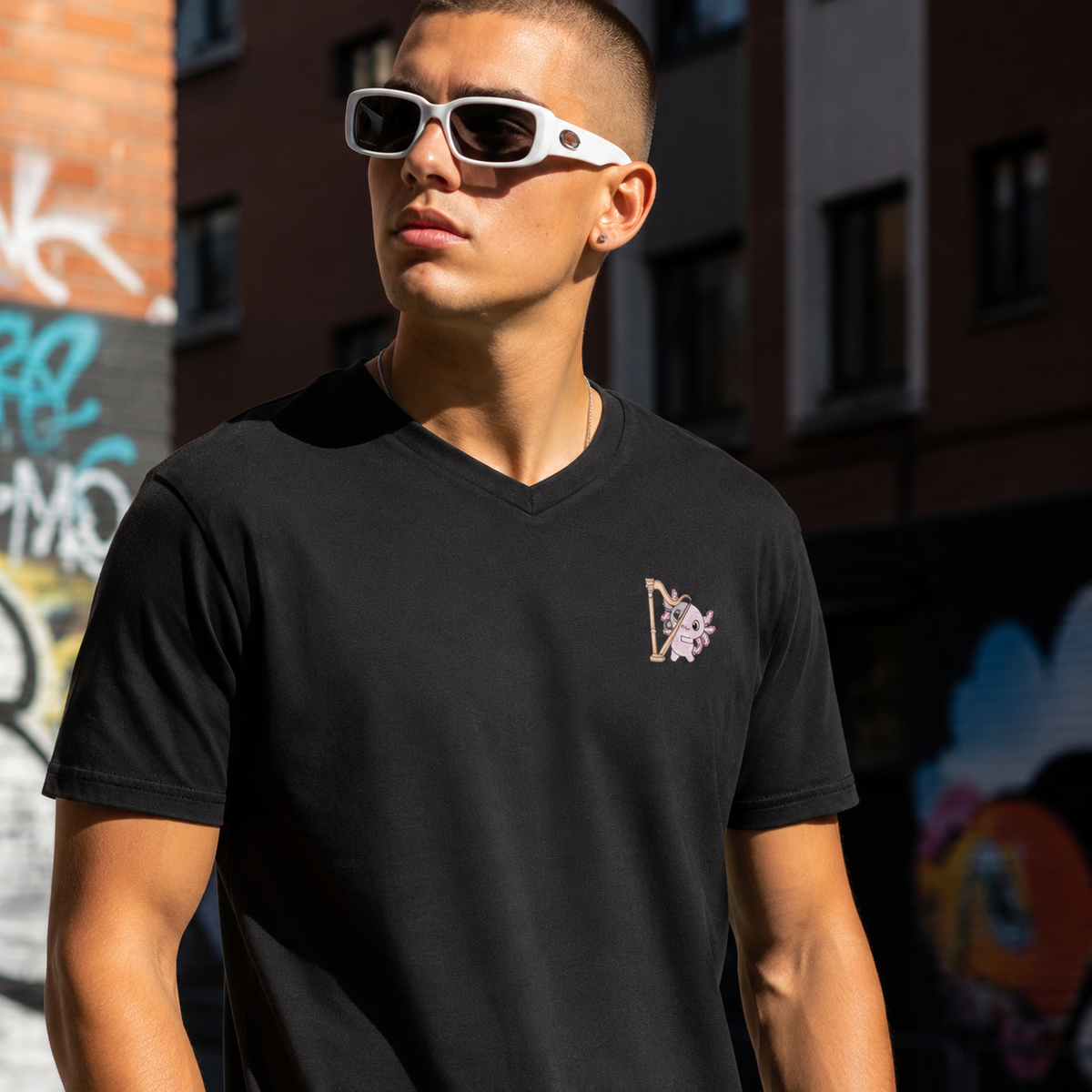 Playera Cuello V Axoloteria El Arpa Ajolote Adulto