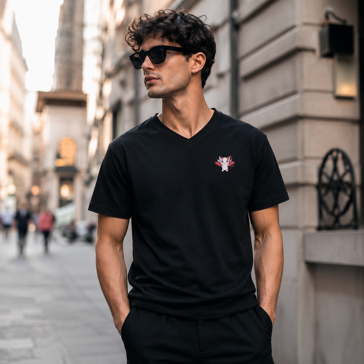 Playera Cuello V Axoloteria El Diablito Ajolote Adulto