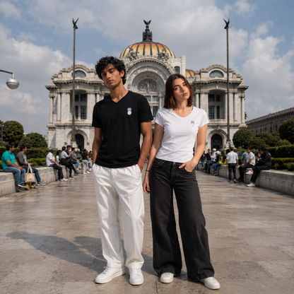 Playera Cuello V Axoloteria La Luna Ajolote Adulto