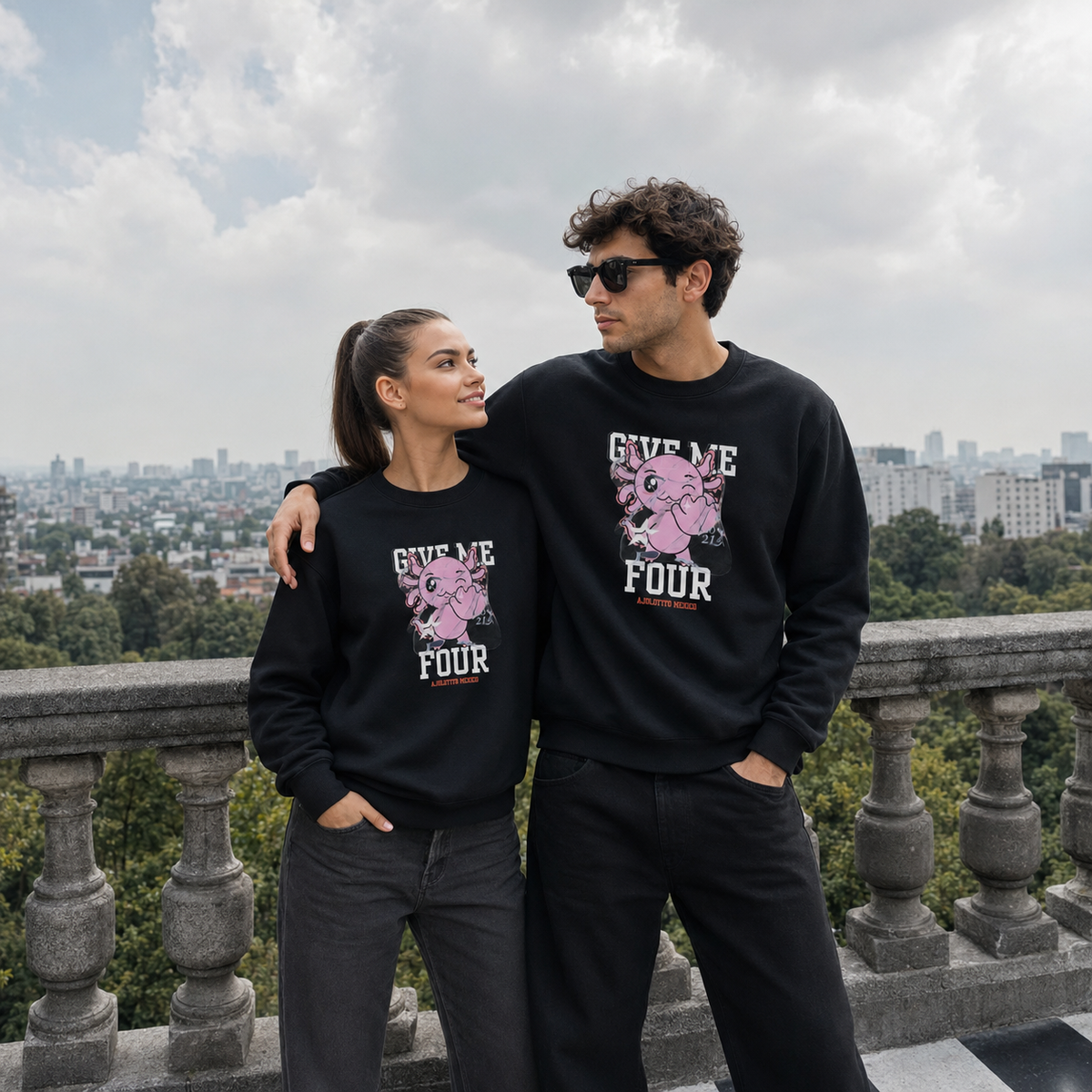 Sudadera Ajolotito Give Me Four Unisex
