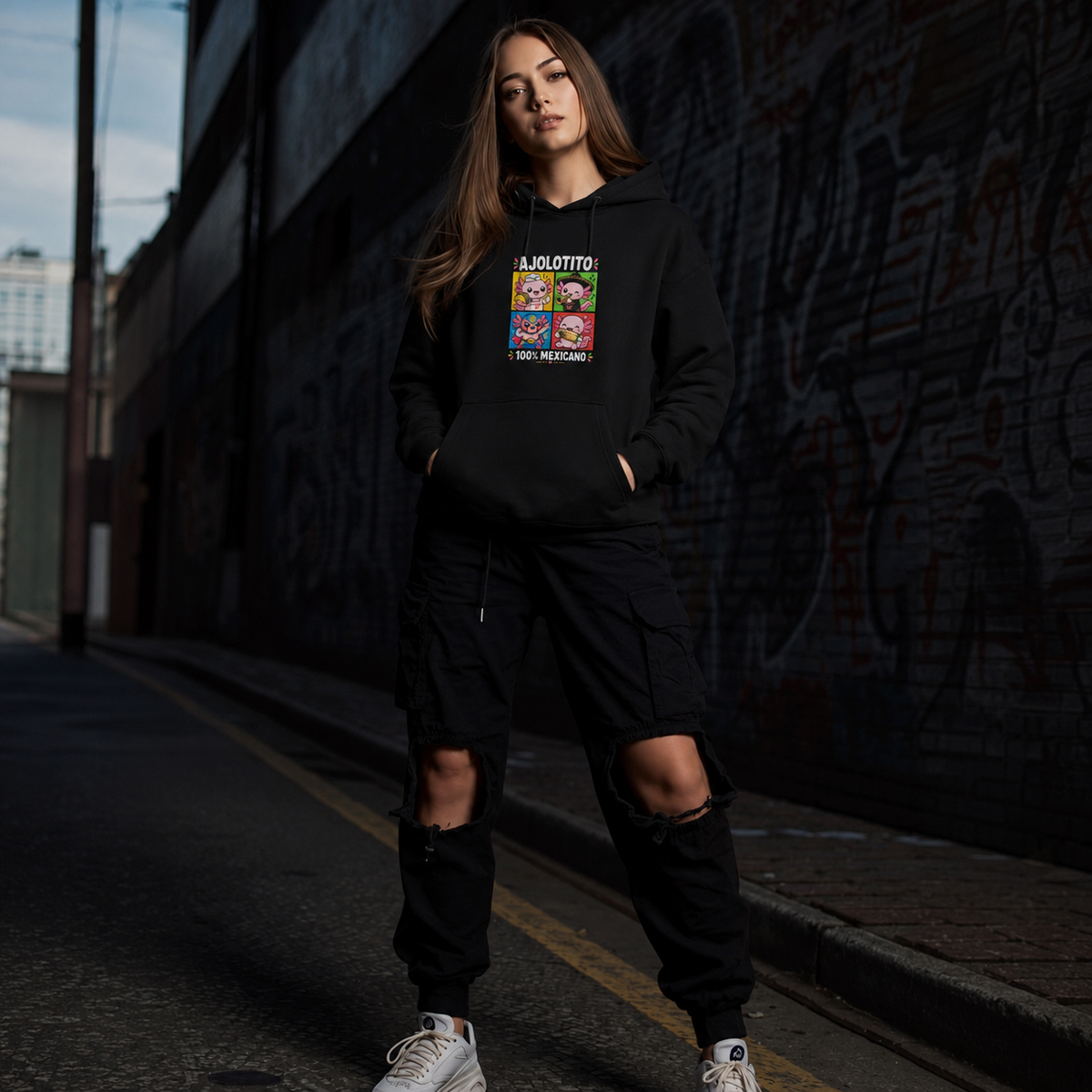 Hoodie Ajolotito 100 % Mexicano Unisex