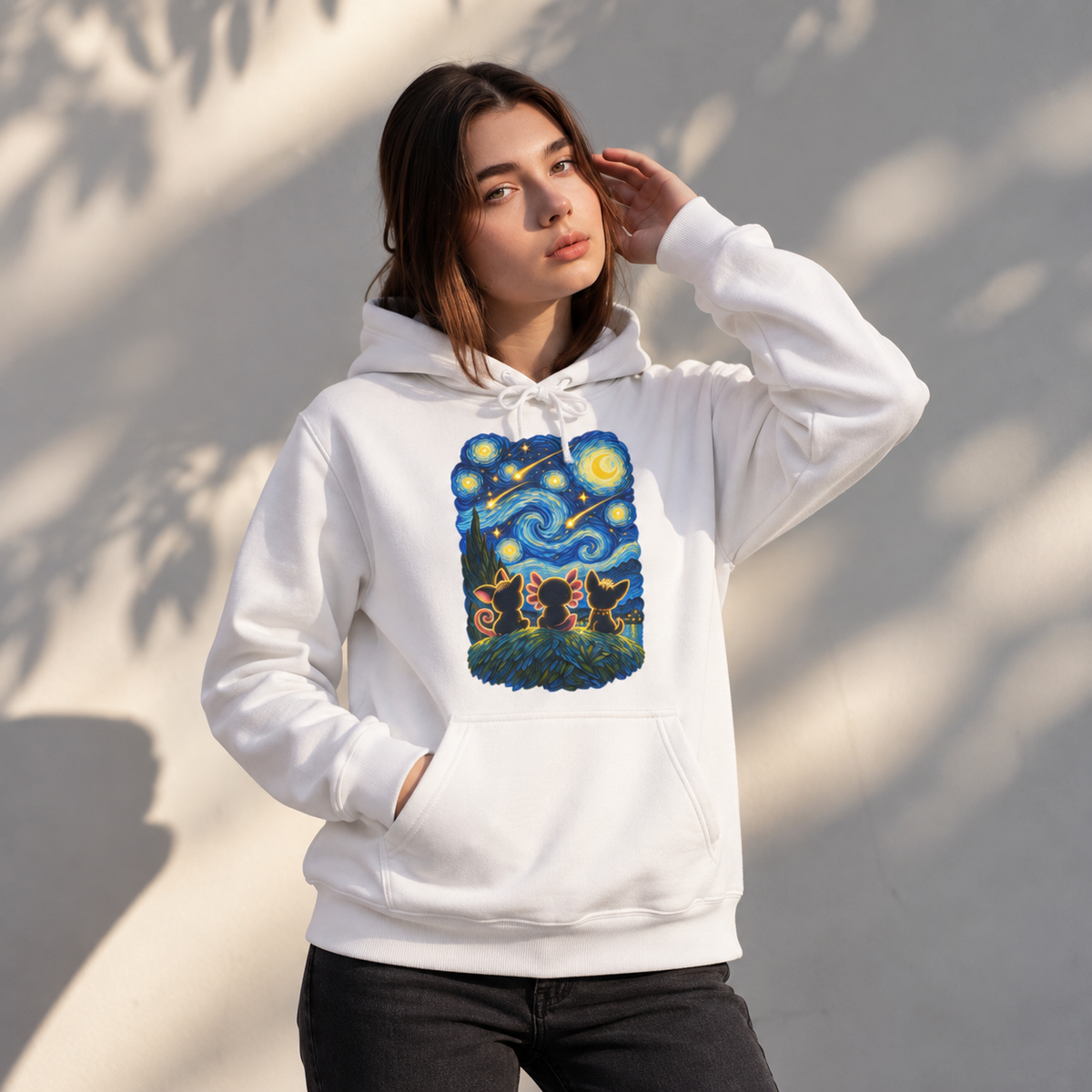 Hoodie Amigos Bajo La Noche Estrellada