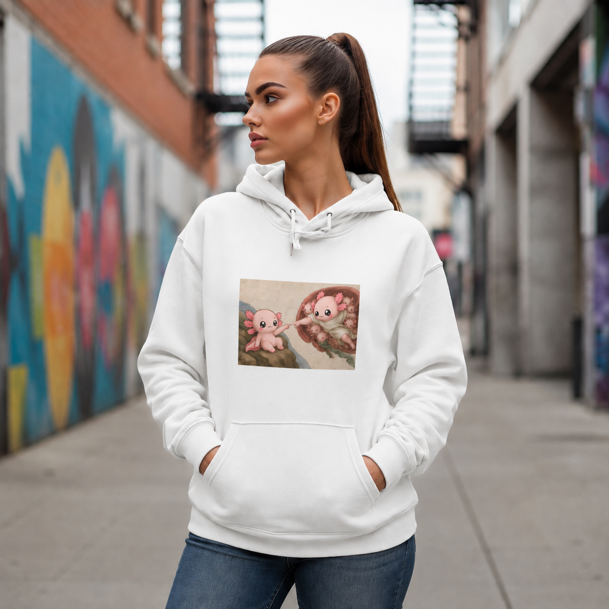 Hoodie Ajolotito Perla Rosa Unisex