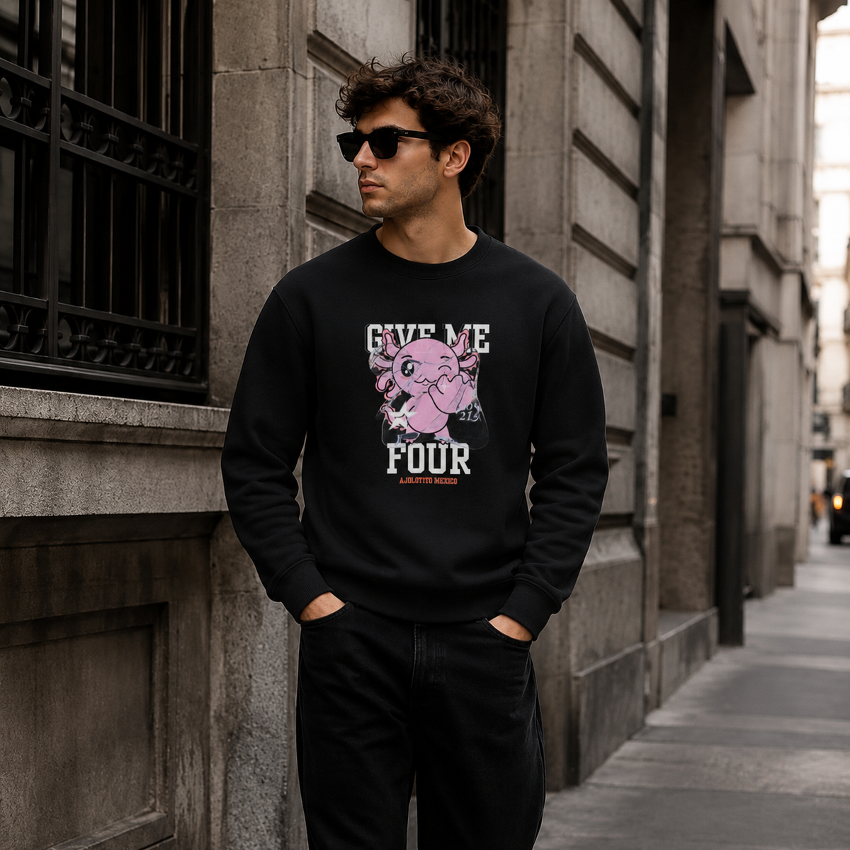 Sudadera Ajolotito Give Me Four Unisex