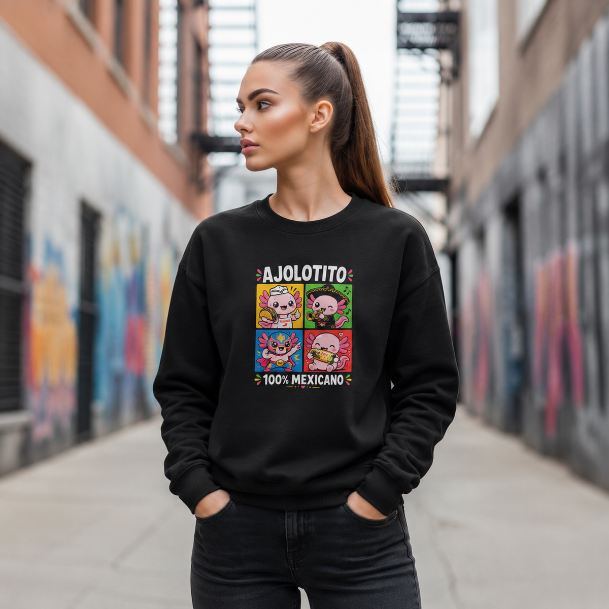 Sudadera Ajolotito 100 % Mexicano Unisex
