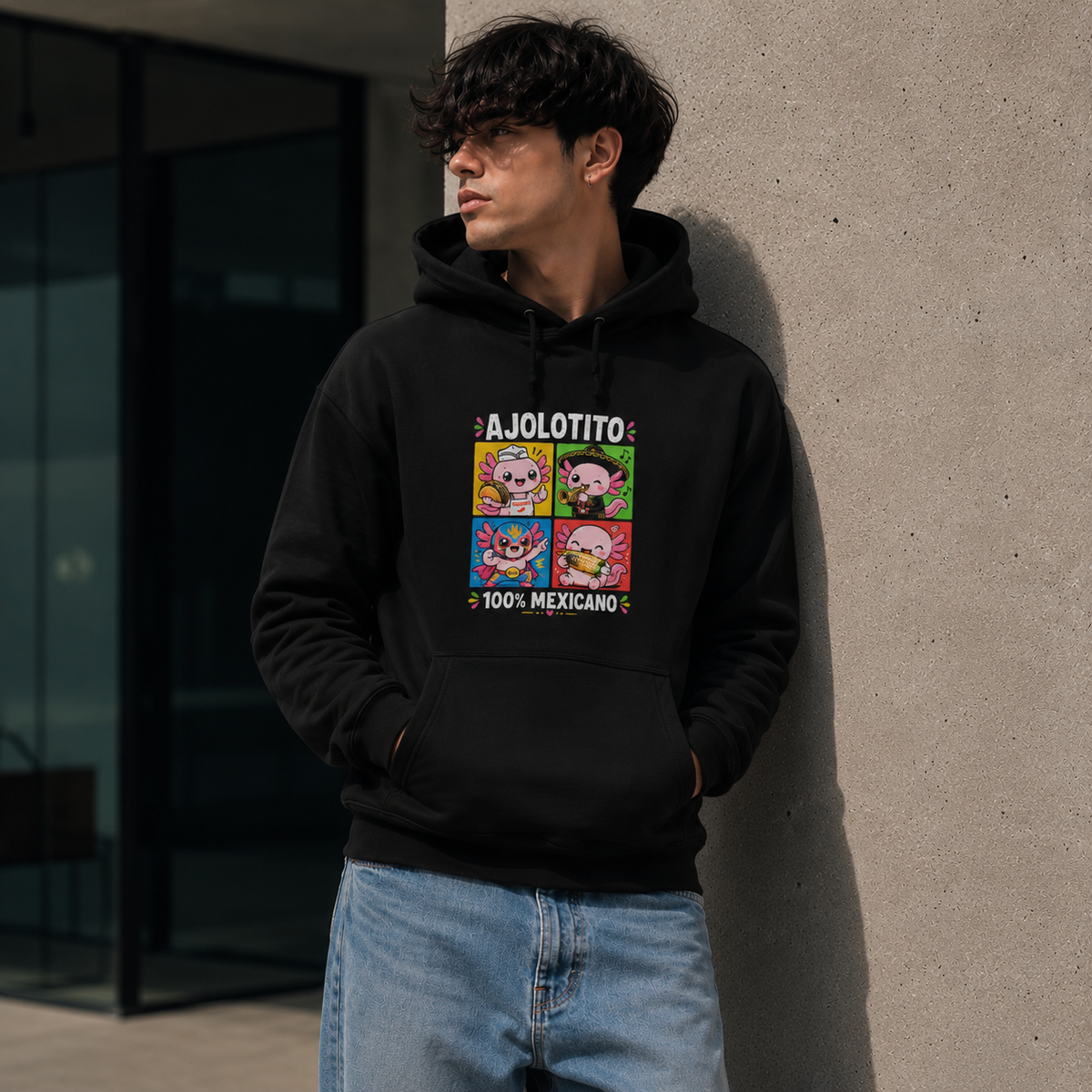 Hoodie Ajolotito 100 % Mexicano Unisex