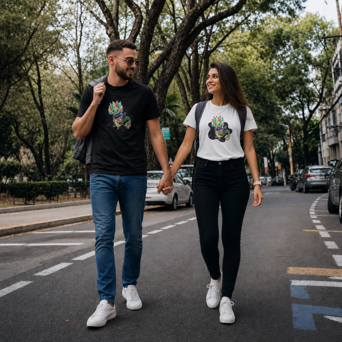 Playera Ajolotito Niña Y Quetzalcoatl Mirari Chan