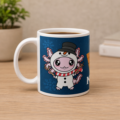 Taza Vers 2 Axolotzin Muñeco De Nieve Ajolote