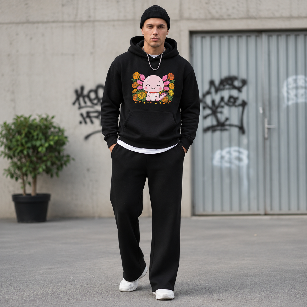 Hoodie Ajolotito Cempasúchil Unisex