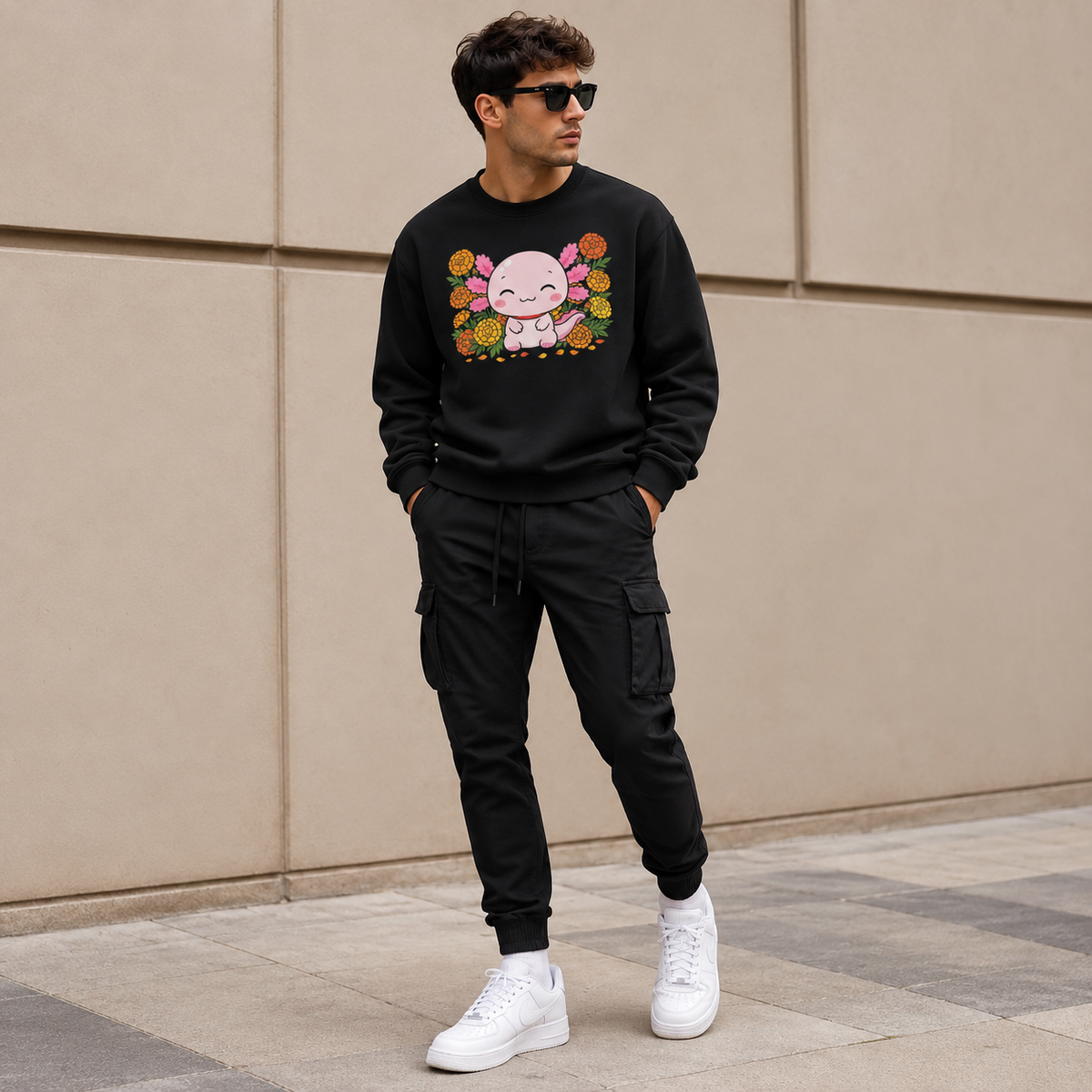 Sudadera Ajolotito Cempasúchil Unisex
