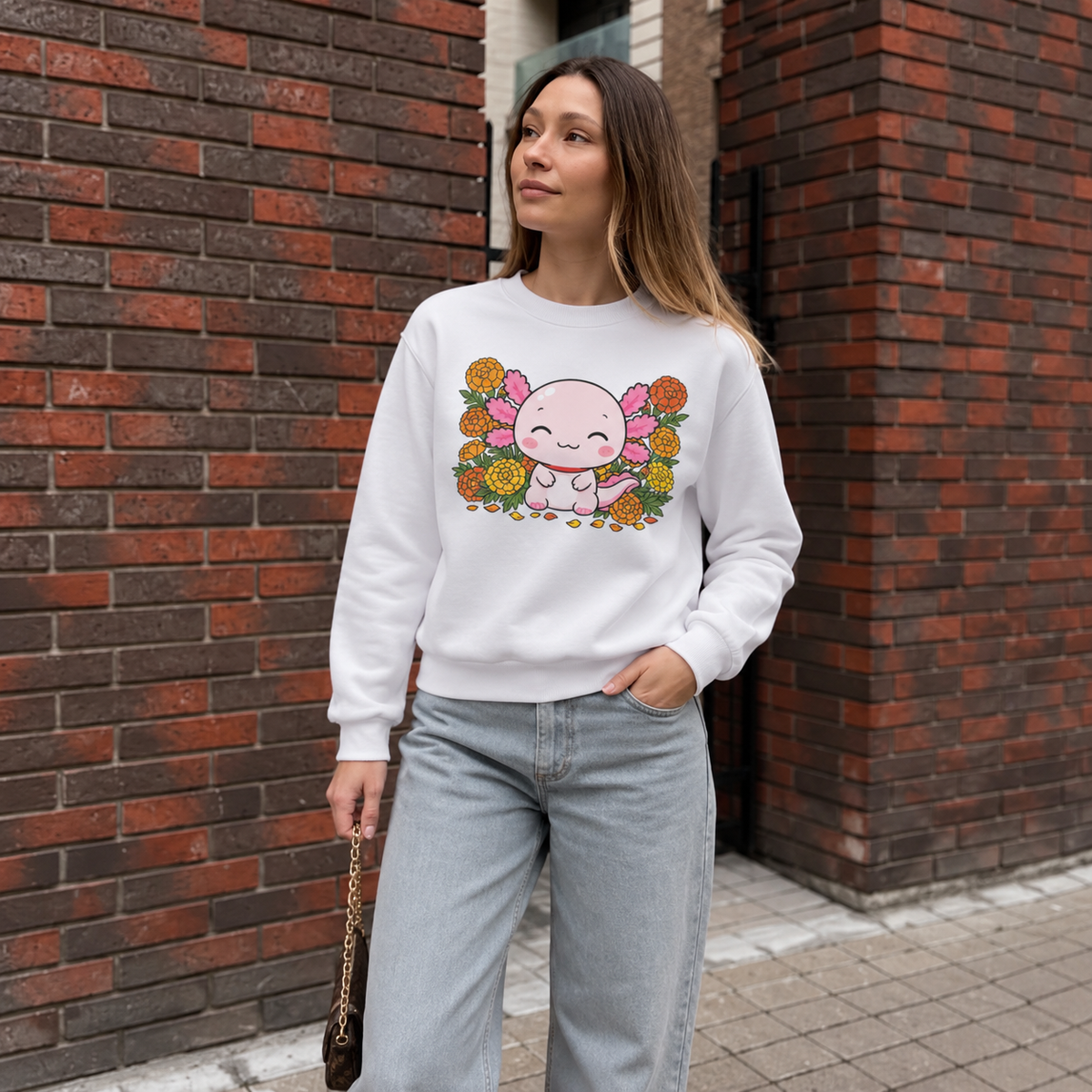 Sudadera Ajolotito Cempasúchil Unisex