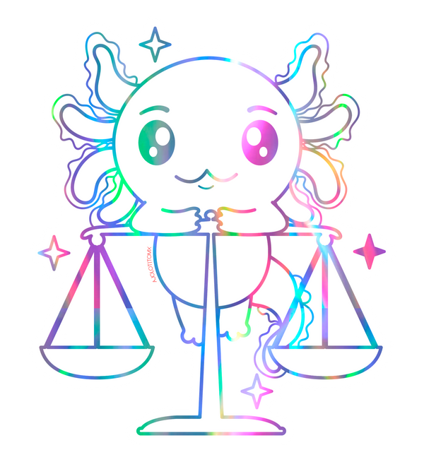 Sticker Holográfico Axolotzin Libra Ajolote