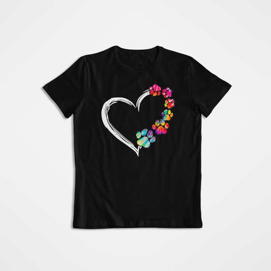Playera Dog Huellas Heart