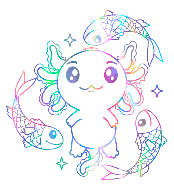 Sticker Holográfico Axolotzin Piscis Ajolote