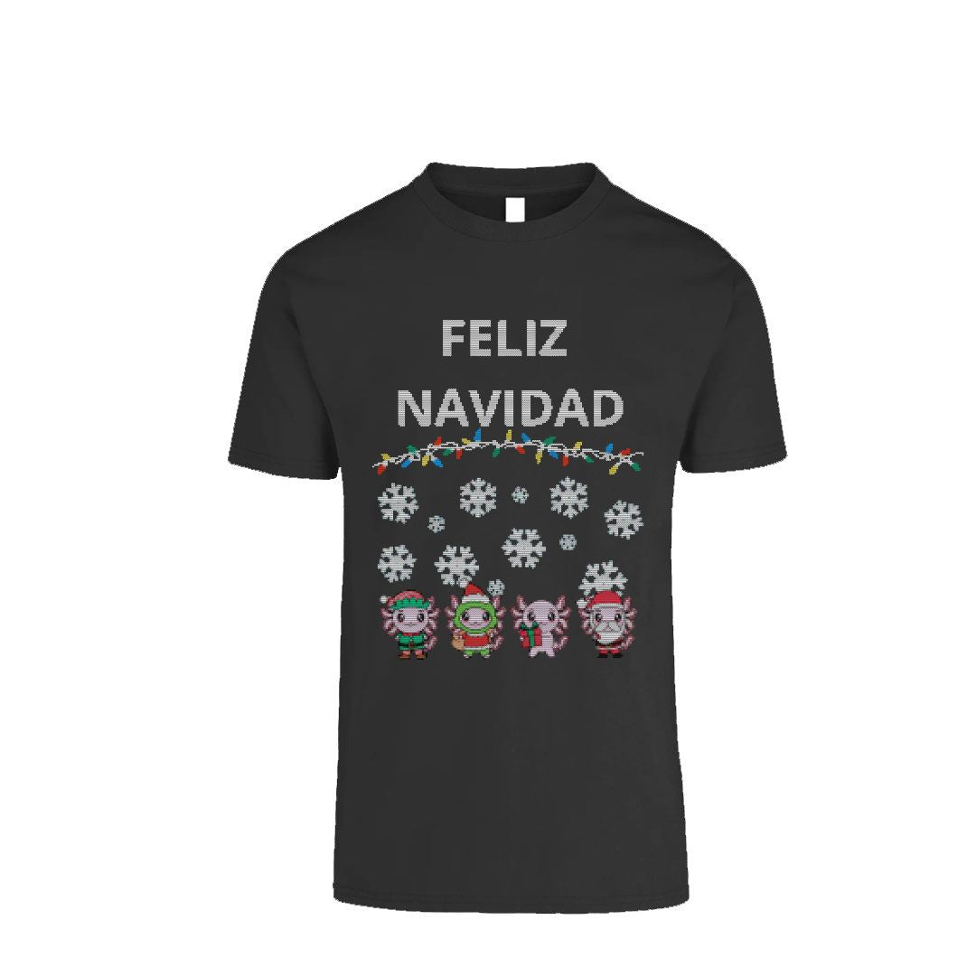 Ugly Playera Axolotzin Feliz Navidad Esferas