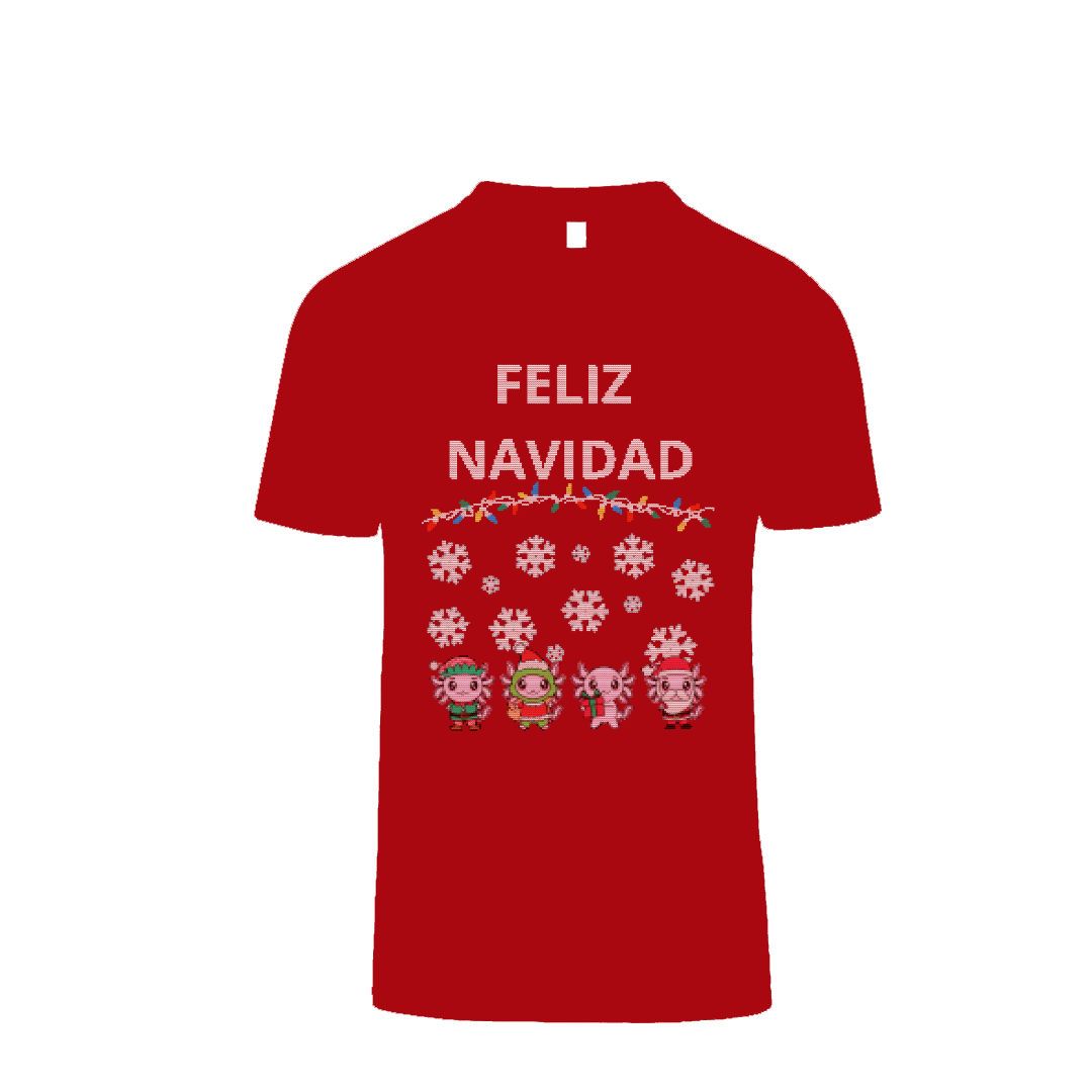 Ugly Playera Axolotzin Feliz Navidad Esferas