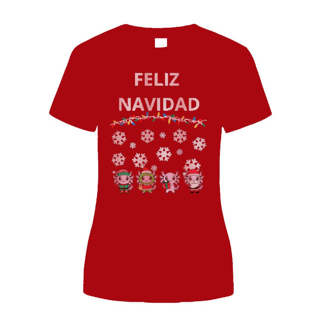 Ugly Playera Axolotzin Feliz Navidad Esferas
