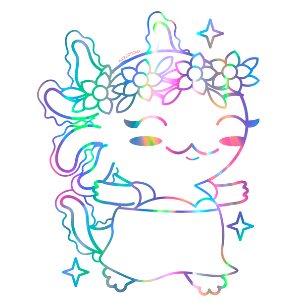 Sticker Holográfico Axolotzin Virgo Ajolote