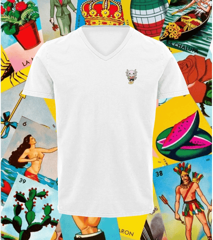 Playera Cuello V Axoloteria El Valiente Ajolote Adulto