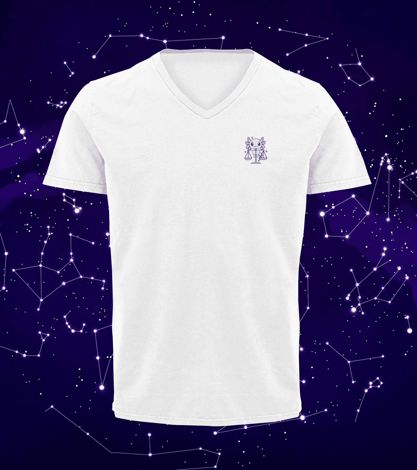 Playera Cuello V Horoscopos Libra Axolotzin Ajolote Adulto