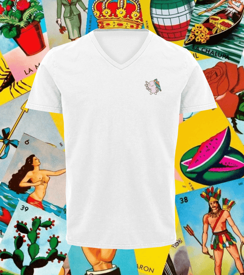 Playera Cuello V Axoloteria El Cotorro Ajolote Adulto