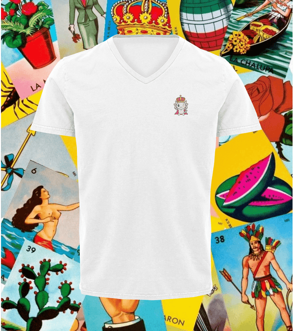 Playera Cuello V Axoloteria La Corona Ajolote Adulto