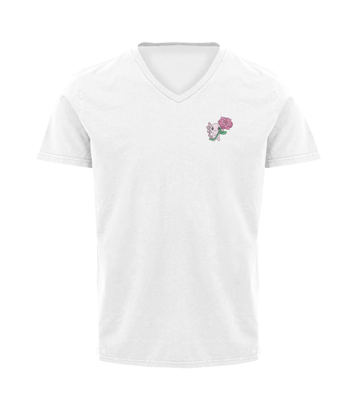 Playera Cuello V Axoloteria La Rosa Ajolote Adulto