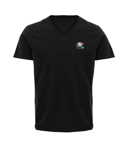 Playera Cuello V Axolotzin Baterista Ajolote Adulto