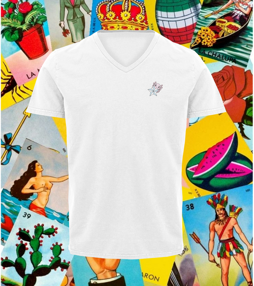 Playera Cuello V Axoloteria La Estrella Ajolote Adulto