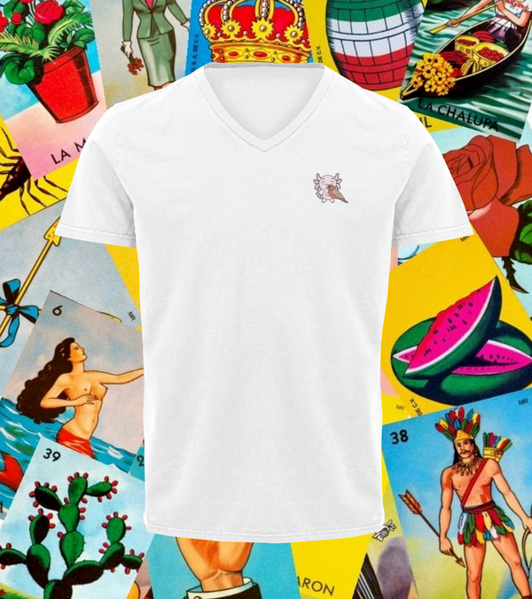 Playera Cuello V Axoloteria El Pajaro Ajolote Adulto