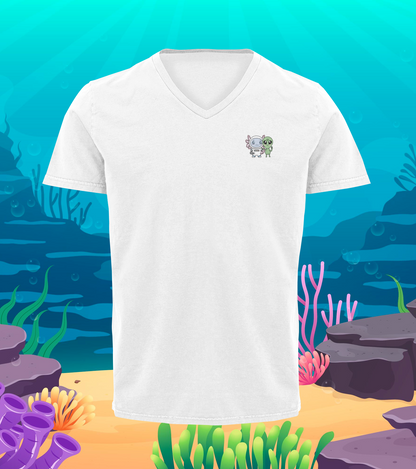 Playera Cuello V Axolotzin Y Marcianito Ajolote Adulto