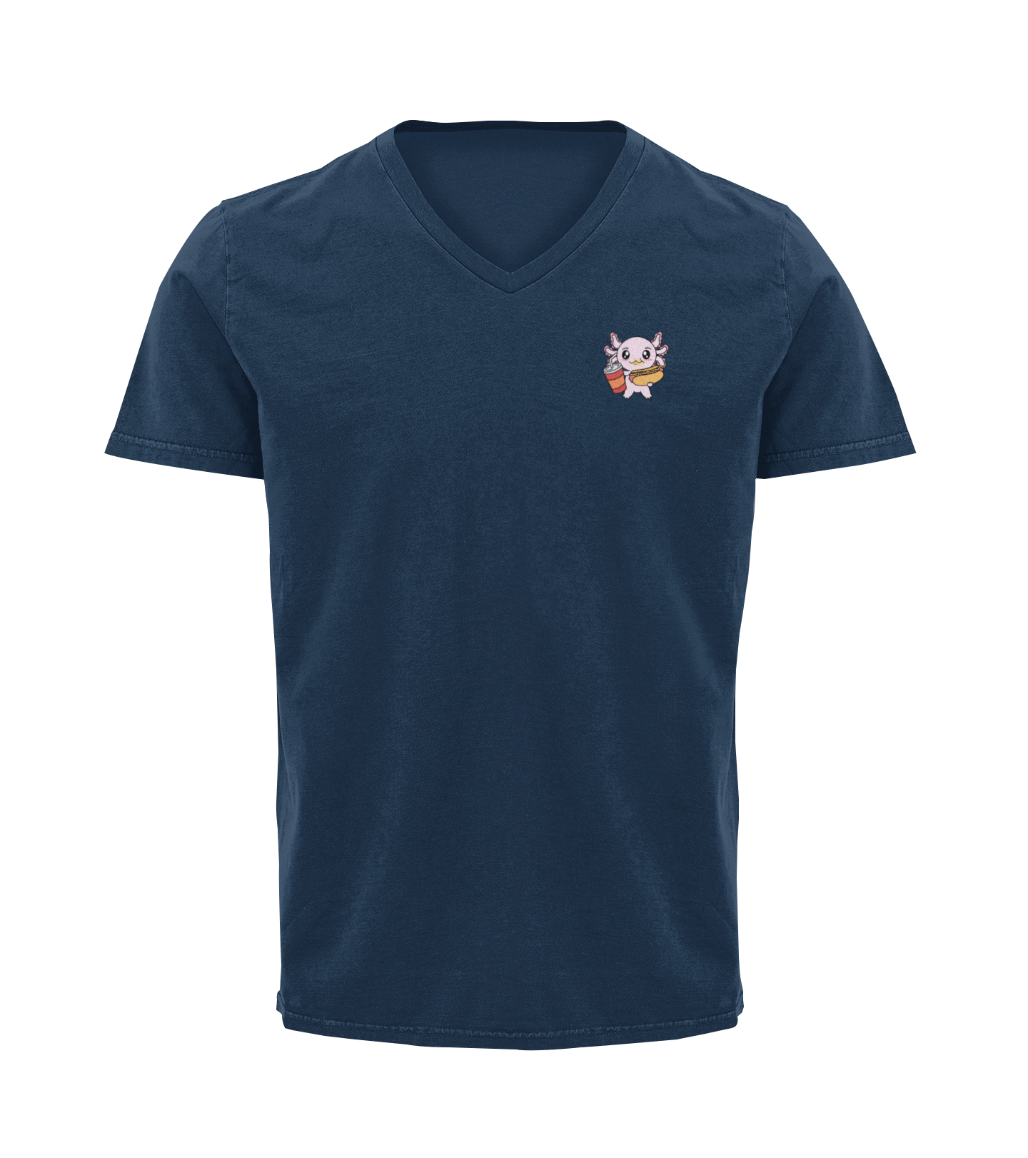 Playera Cuello V Axolotzin Comiendo Jocho Ajolote Adulto