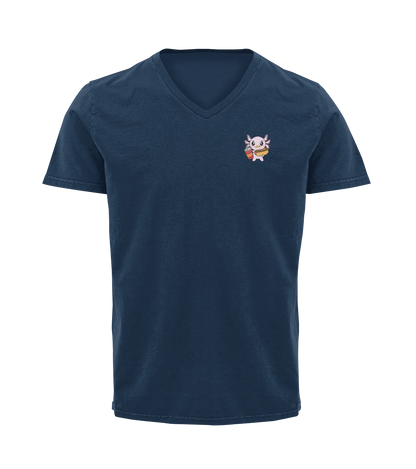 Playera Cuello V Axolotzin Comiendo Jocho Ajolote Adulto