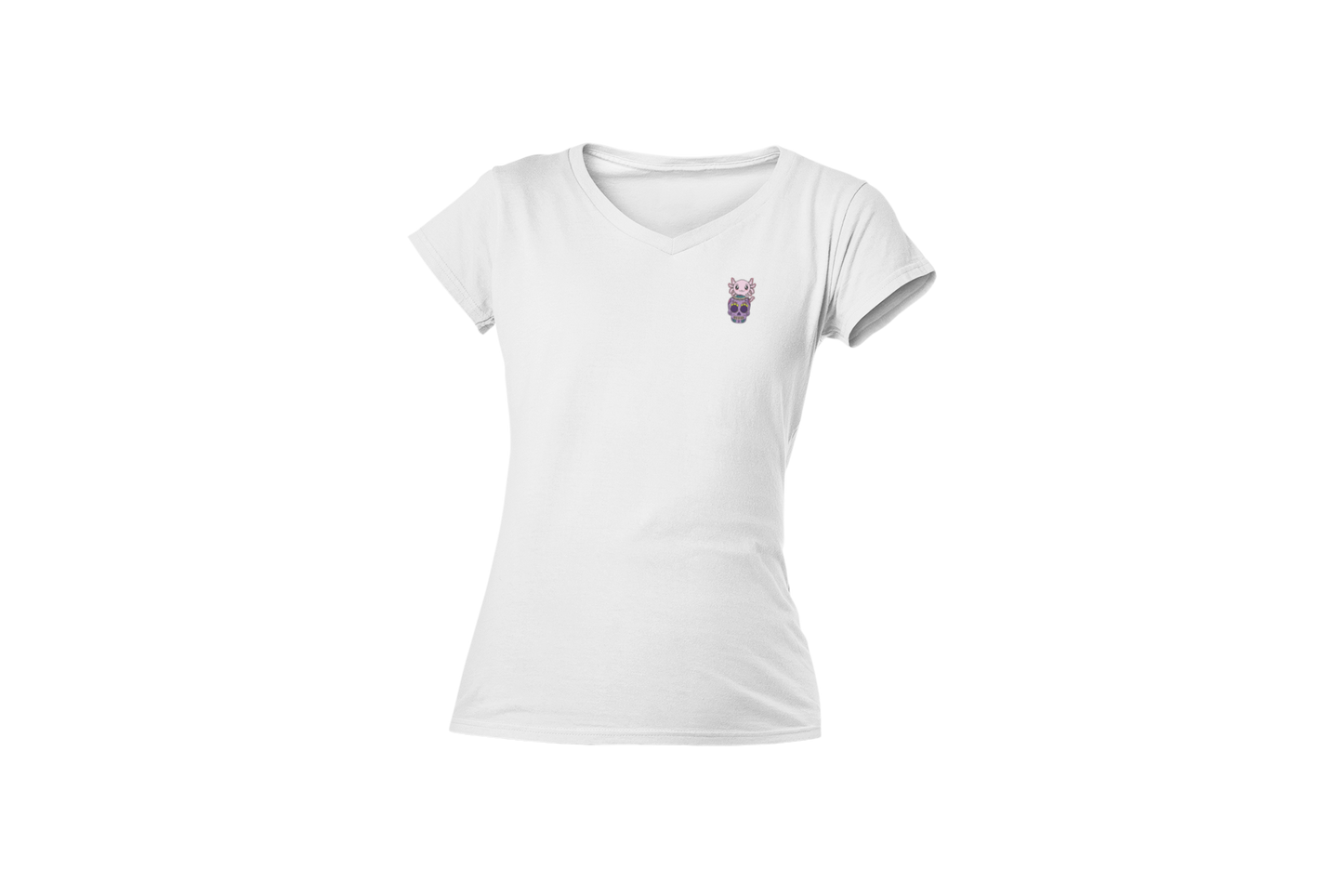 Playera Cuello V Axoloteria La Calavera Ajolote Adulto