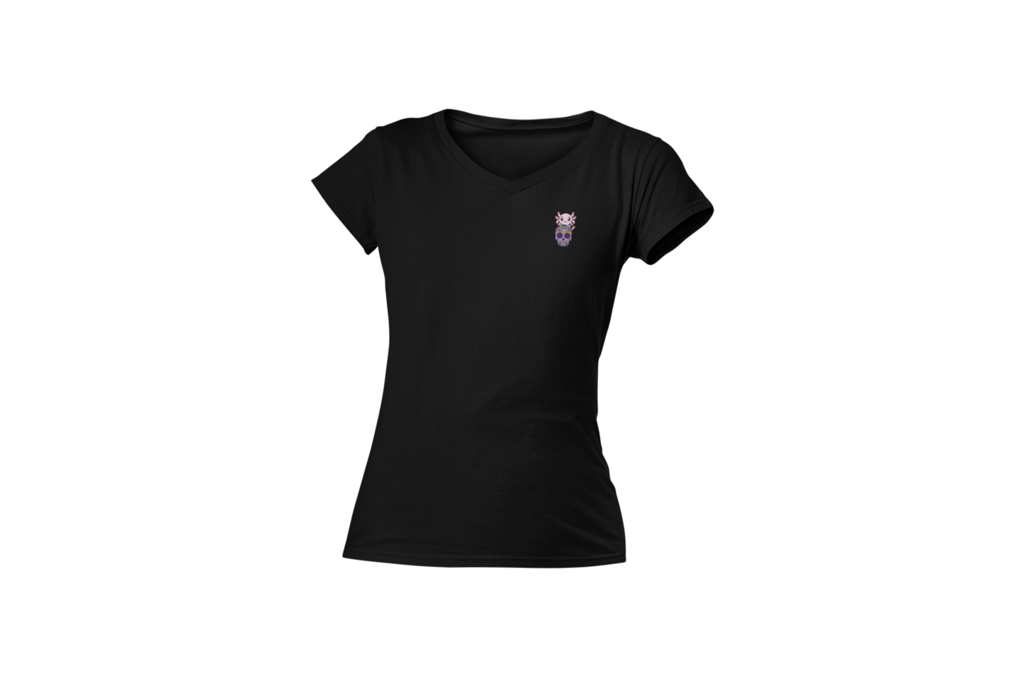 Playera Cuello V Axoloteria La Calavera Ajolote Adulto