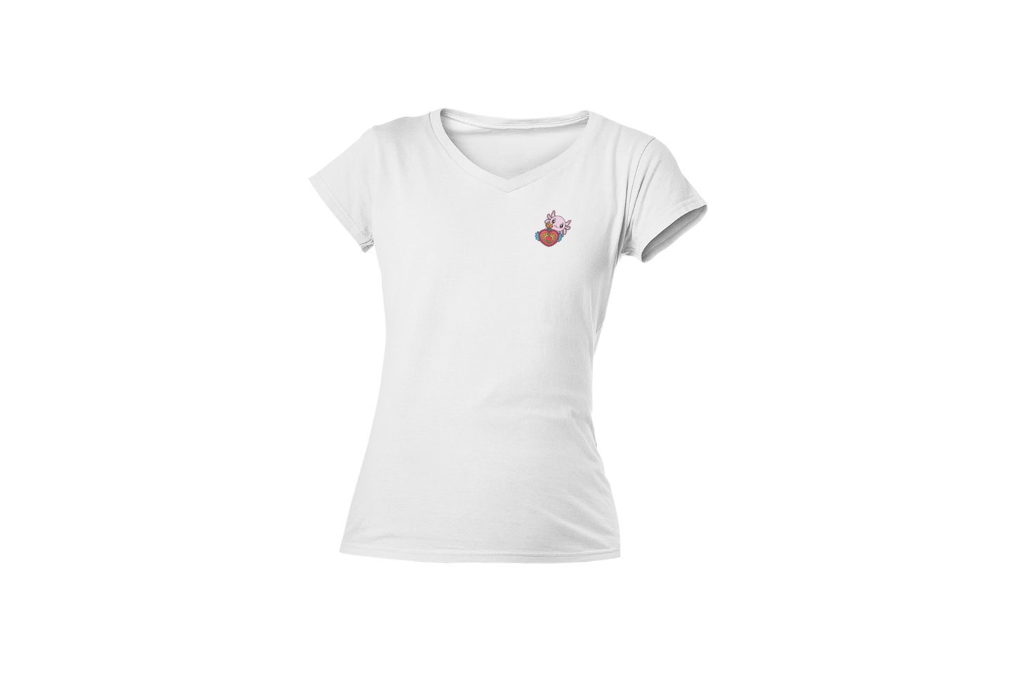 Playera Cuello V Axoloteria El Corazon Ajolote Adulto