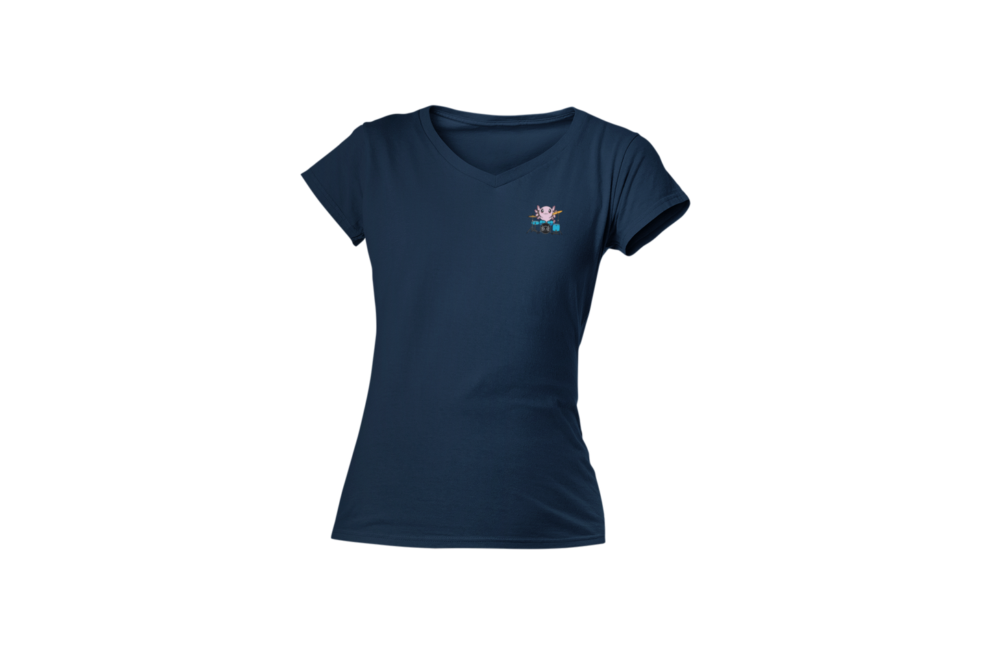 Playera Cuello V Axolotzin Baterista Ajolote Adulto