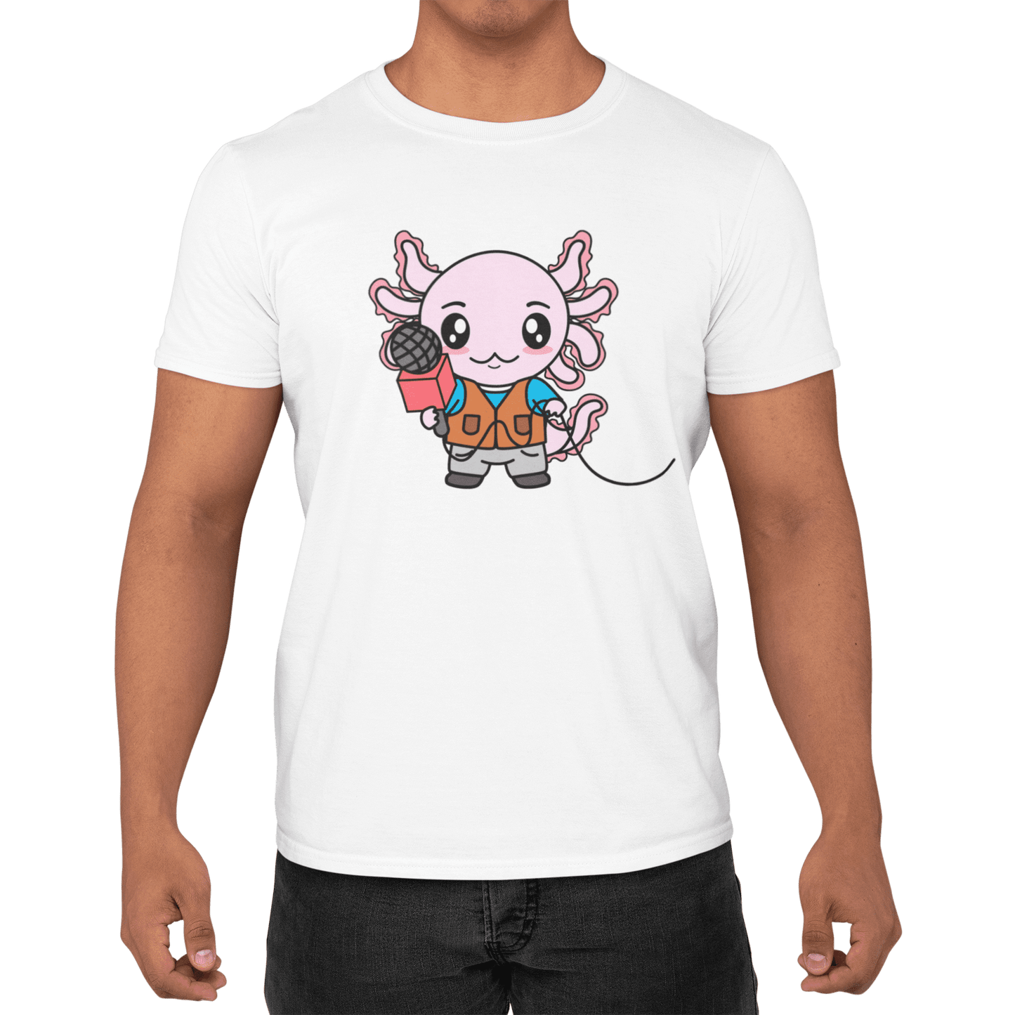 Playera Axolotzin Reportero Ajolote Adulto E Infantil