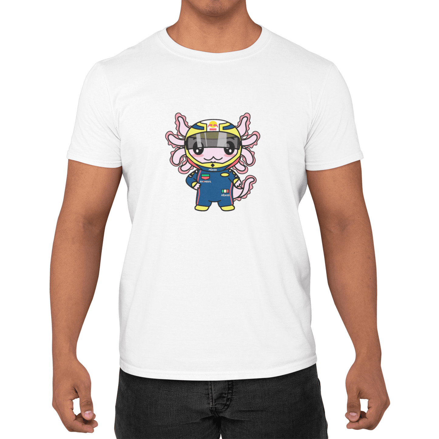 Playera Axolotzin Piloto De Carreras Ajolote Adulto E Infantil