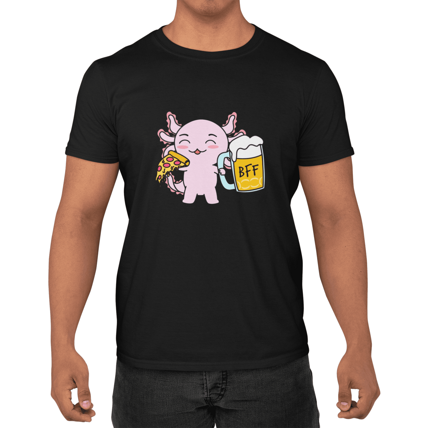 Playera Axolotzin Pizza & Cerveza Ajolote Adulto