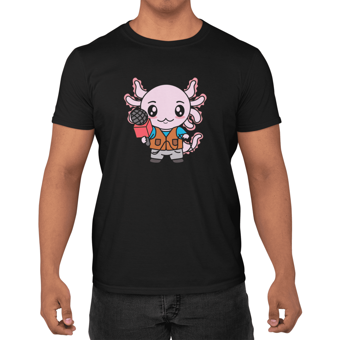 Playera Axolotzin Reportero Ajolote Adulto E Infantil