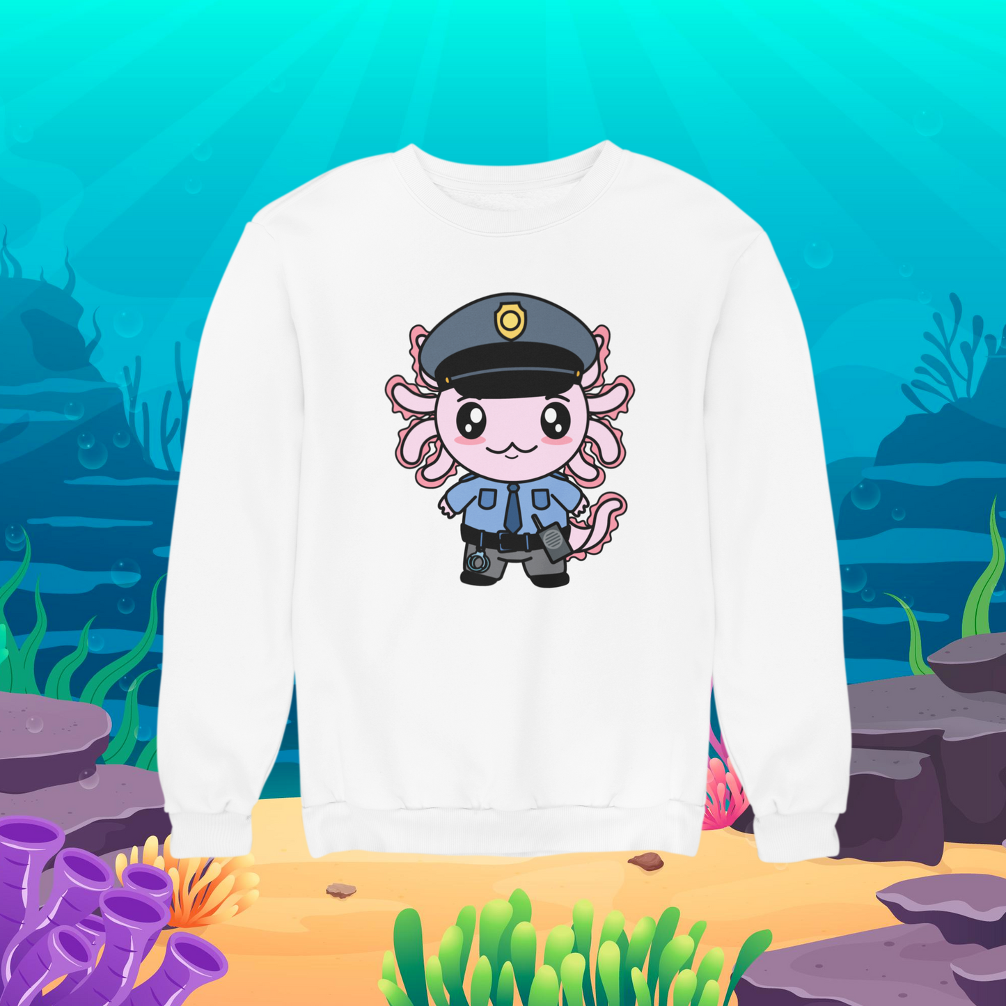Sudadera Axolotzin Policía Ajolote Unisex